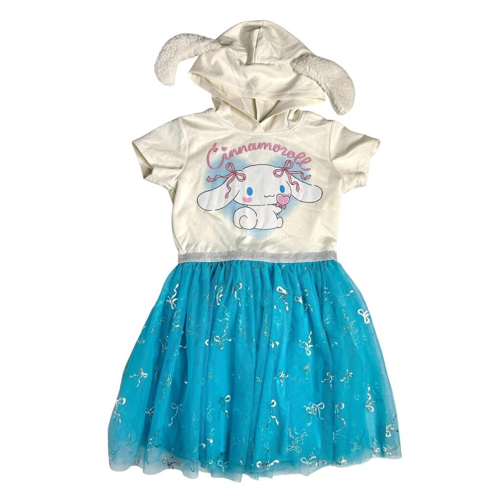 Sanrio Cinnamoroll Dress Girls Large Blue Hooded Tutu Glitter Kawaii Anime